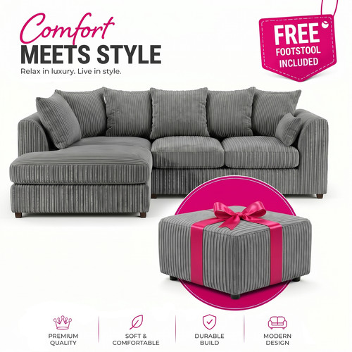Corner sofa jumbo cord 3 - corner,