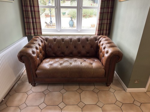 Brown leather chesterfield - brown,